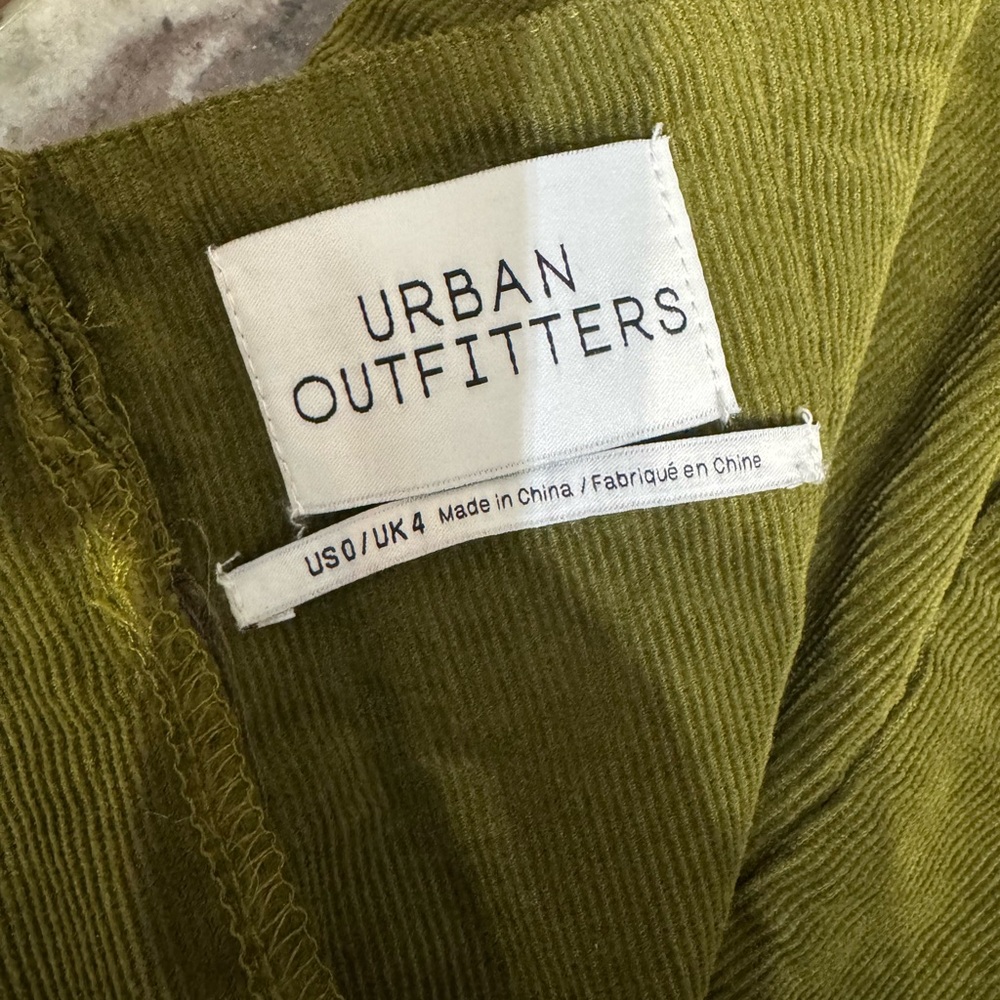 Olive Green Spaghetti Strap Corduroy Urban Outfitters  Dress - Picture 4 of 4
